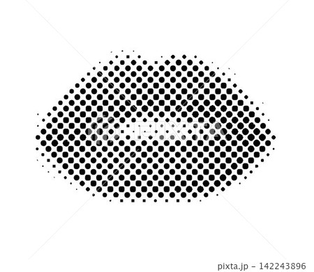 Woman's mouth 90s style halftone shape for trendy collage. Dots texture. Contemporary style 142243896