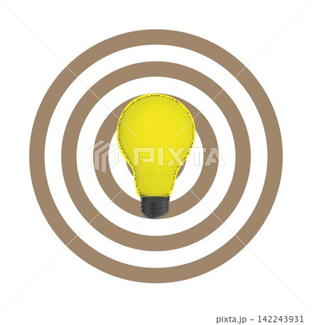 Trendy halftone collage lightbulb and target sign. Business idea and solutions. Smart thinking Trendy halftone collage lightbulb and target sign. Business idea and solutions. Smart thinking 142243931