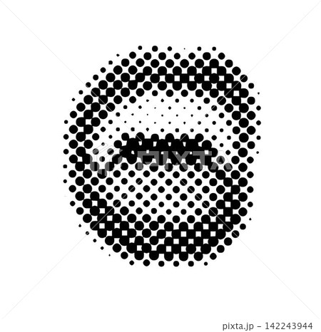 Woman's mouth 90s style halftone shape for trendy collage. Dots texture. Contemporary style 142243944
