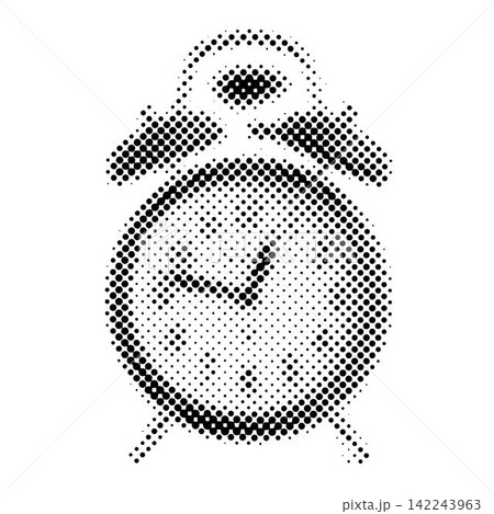 Halftone Alarm clock. Dots texture. Contemporary style 142243963