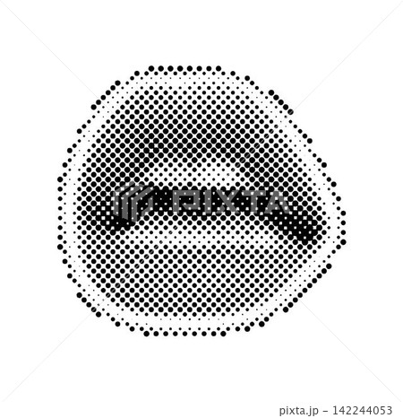 Woman's mouth 90s style halftone shape for trendy collage. Dots texture. Contemporary style 142244053
