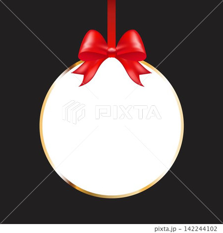 Banner with gold frame and red bow Banner with gold frame and red bow 142244102