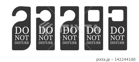 Empty label Hotel room door hanger. Do not disturb label. Isolated on white background. Vector illustration Empty label Hotel room door hanger. Do not disturb label. Isolated on white background. Vector illustration 142244180