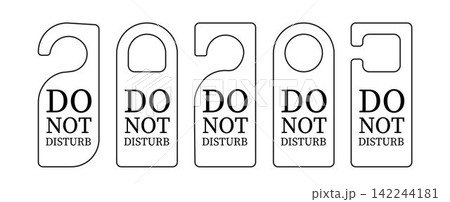 Empty label Hotel room door hanger. Do not disturb label. Isolated on white background. Vector illustration Empty label Hotel room door hanger. Do not disturb label. Isolated on white background. Vector illustration 142244181