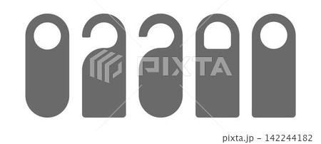 Empty label Hotel room door hanger. Do not disturb label. Isolated on white background. Vector illustration Empty label Hotel room door hanger. Do not disturb label. Isolated on white background. Vector illustration 142244182