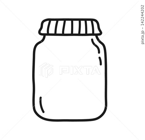 Glass jar with baby food 142244202