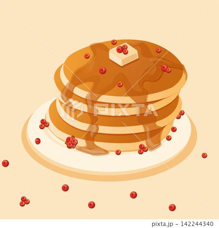 Pancakes and berry on the plate. Pancakes and berry on the plate. 142244340