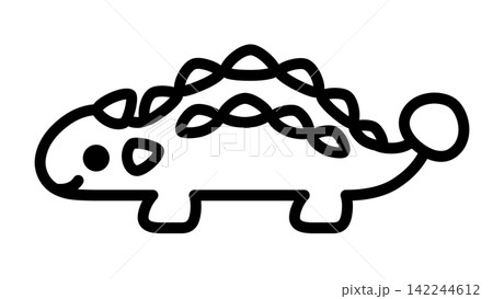 シンプルな線のアンキロサウルスのアイコンのイラスト素材 シンプルな線のアンキロサウルスのアイコンのイラスト素材 142244612