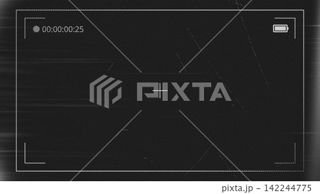 Digital camera video recording viewfinder interface overlay with retro film grain texture Digital camera video recording viewfinder interface overlay with retro film grain texture 142244775