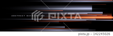 Speed illuminated traffic lanes. Technology modern abstract background with orange and gray glowing movement and high speed light effect. 142245026