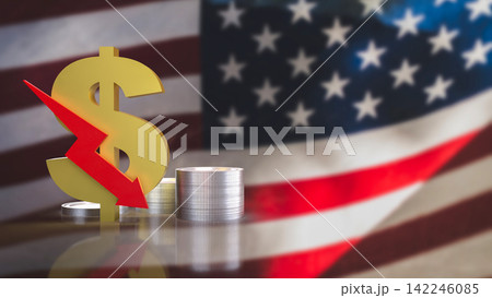 Declining United States Dollar and Economic Downturn 3d render. 142246085