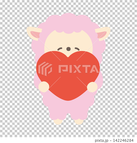 Cute sheep character illustration material holding a heart Cute sheep character illustration material holding a heart 142246284