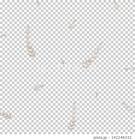 Leaf seamless watercolor pattern isolated on background. Minimal botanical repeat with beige branches for fabric, wallpaper, stationery, nursery textiles and surface design. Leaf seamless watercolor pattern isolated on background. Minimal botanical repeat with beige branches for fabric, wallpaper, stationery, nursery textiles and surface design. 142246332