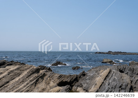 神奈川県三浦市の城ヶ島海岸の磯の風景 142246639