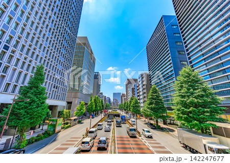 東京　中央区　昭和通り沿いの都市風景　京橋2丁目付近 142247677