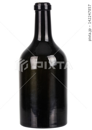 Antique Dark Glass Bottle Isolated on White Background Antique Dark Glass Bottle Isolated on White Background 142247857