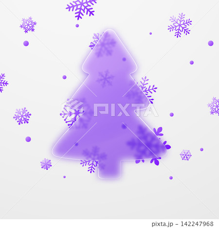 Glossy glassmorphism Christmas tree design. 142247968