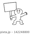 プラカードを持つ棒人間 142248800
