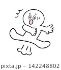 びっくり飛び上がって驚く棒人間 142248802