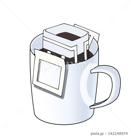 ドリップパックのコーヒーのイラスト ドリップパックのコーヒーのイラスト 142248974