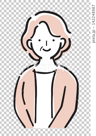 Illustration of a grandmother/grandmother; image of an elderly woman/family member; simple color. Illustration of a grandmother/grandmother; image of an elderly woman/family member; simple color. 142248987