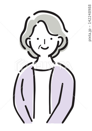 おばあちゃんのイラスト 高齢女性・家族の人物イメージ パステルカラー おばあちゃんのイラスト 高齢女性・家族の人物イメージ パステルカラー 142248988