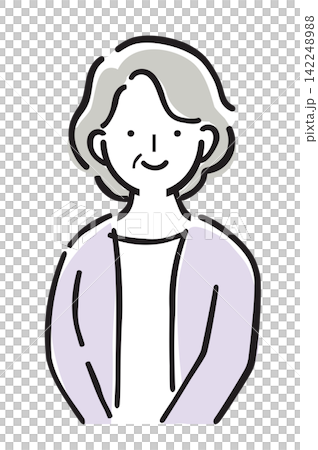 おばあちゃんのイラスト 高齢女性・家族の人物イメージ パステルカラー おばあちゃんのイラスト 高齢女性・家族の人物イメージ パステルカラー 142248988