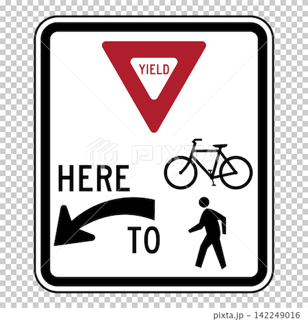 American road sign: Pedestrian crossing American road sign: Pedestrian crossing 142249016