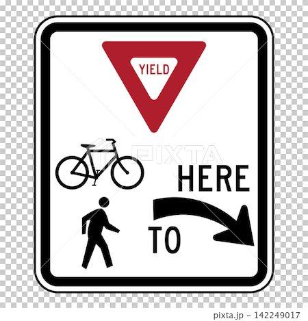 アメリカの道路標識 歩行者横断あり アメリカの道路標識 歩行者横断あり 142249017