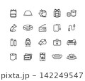 防災グッズの線画アイコンセット 142249547
