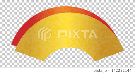 A fan-shaped background material in gold and vermilion. A fan-shaped background material in gold and vermilion. 142251144