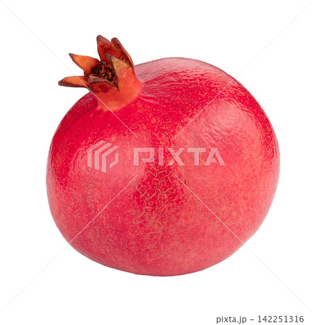 Ripe pomegranate fruit isolated on white background 142251316