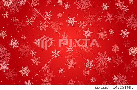 雪の結晶の赤色クリスマスフレーム2_横 雪の結晶の赤色クリスマスフレーム2_横 142251696