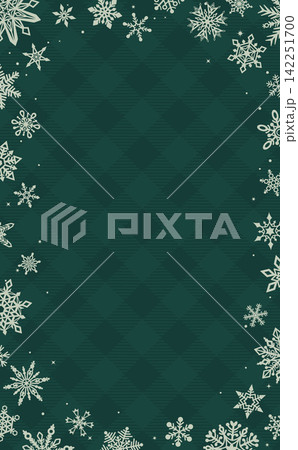 雪の結晶の緑色クリスマスフレーム1_縦 雪の結晶の緑色クリスマスフレーム1_縦 142251700