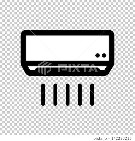 風が出ている壁掛けエアコンのシンプルなアイコン 142253213