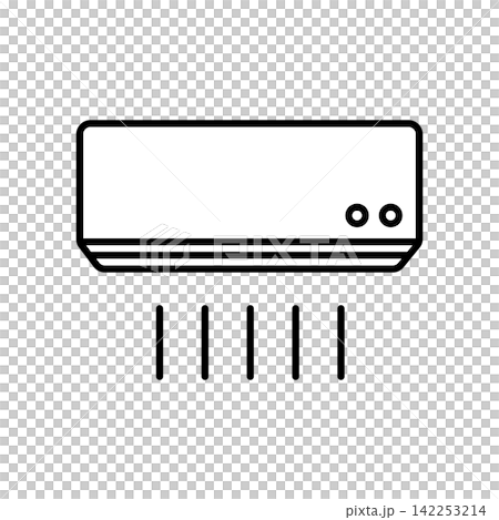 風が出ている壁掛けエアコンのシンプルなアイコン 142253214