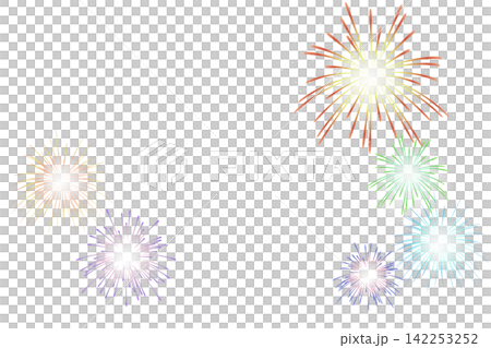 [Transparent Background] Colorful fireworks exploding in the summer night sky 142253252