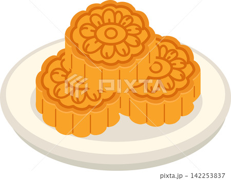 Mooncake Illustration Traditional Asian Dessert for Chinese Moon Festival 142253837