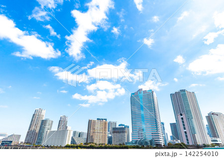 オフィスビルとタワーマンションの並ぶ風景 142254010