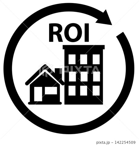 Return on investment in property icon. real estate investment sign. profitable housing market symbol. flat style. 142254509