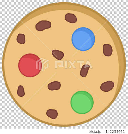 Cute cartoon chunky chocolate chip cookie with candy toppings Cute cartoon chunky chocolate chip cookie with candy toppings 142255652