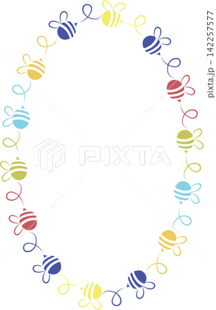 Honeybee frame. Cute honey Bee spring insect. Template with empty space for your text 142257577