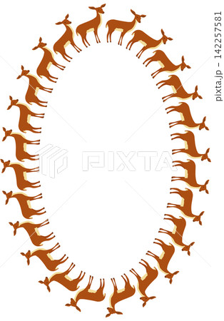 Wildlife frame. Christmas template for your text. Hand drawn vector deer illustration Wildlife frame. Christmas template for your text. Hand drawn vector deer illustration 142257581