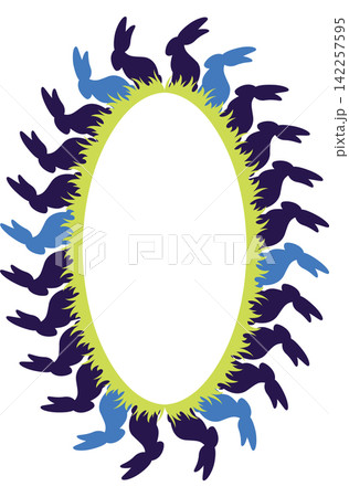 Easter bunny empty frame. Easter rabbit template. Spring Easter bunny rabbit silhouette 142257595