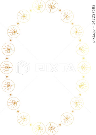 Oval frames with stars. Stars in circle vector illustration graphic design. Frame with empty space 142257598