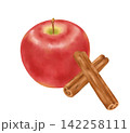 水彩で描いたアップルシナモンセット 142258111