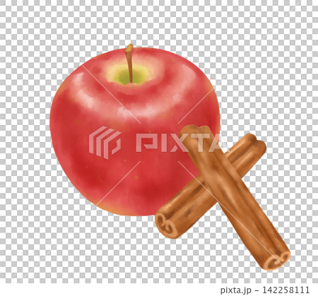 Apple Cinnamon Set Painted in Watercolor Apple Cinnamon Set Painted in Watercolor 142258111