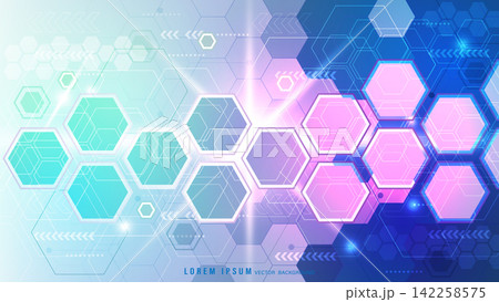 Futuristic geometric background with hexagonal shapes in pastel gradients Futuristic geometric background with hexagonal shapes in pastel gradients 142258575
