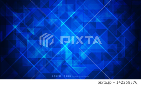 Blue abstract background with modern geometric design, intersecting lines, translucent triangular shapes Blue abstract background with modern geometric design, intersecting lines, translucent triangular shapes 142258576