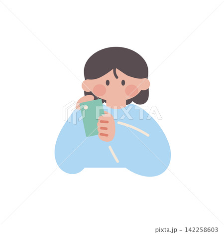 スマホを操作する女性イラスト人物 スマホを操作する女性イラスト人物 142258603